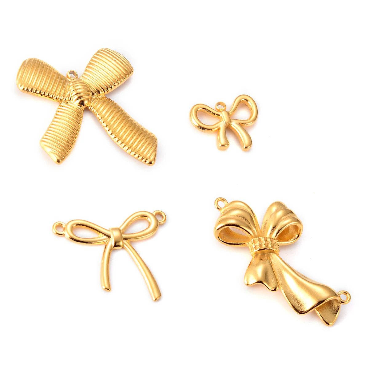 Wholesale 4pcs/lot Butterfly Knot Charm Connector Stainless Steel Pendants DIY Necklace Jewelry Making Accessories No Fade
