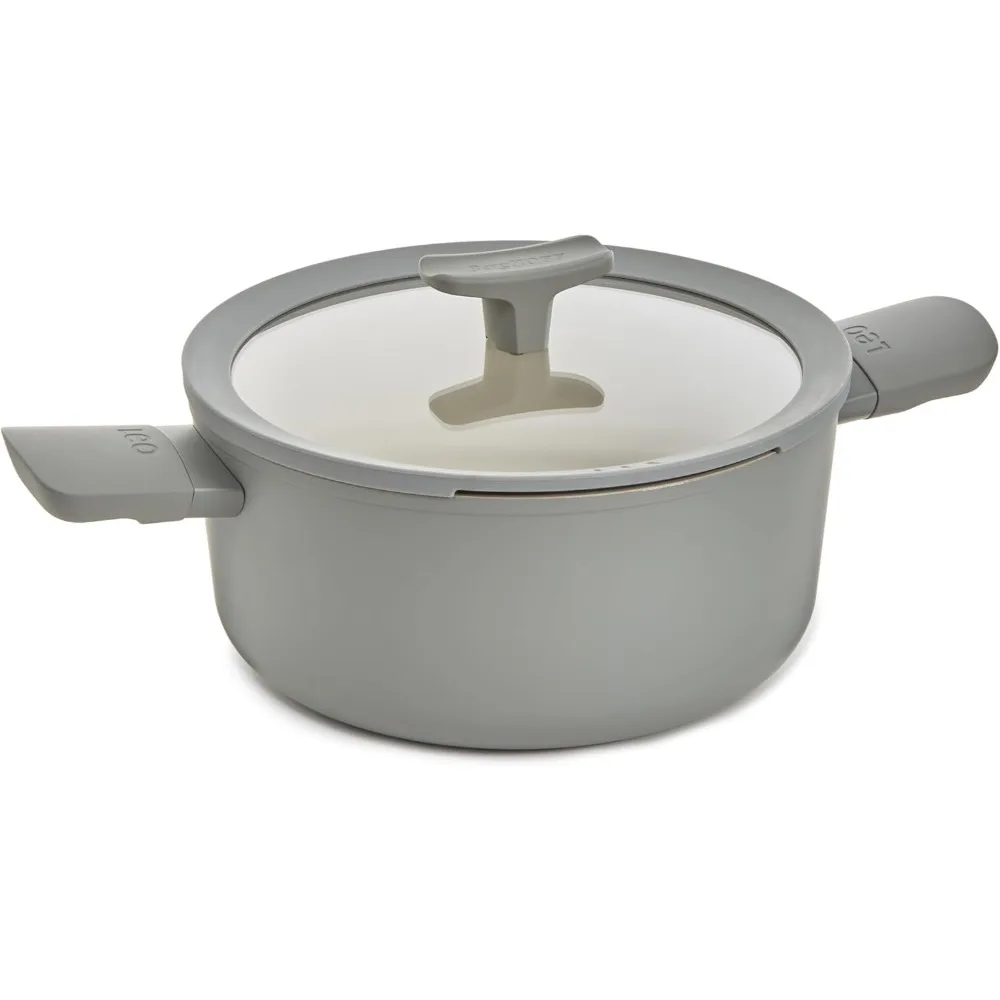 

Balance 10-дюймовый керамический горшок с антипригарным покрытием, 4,6 кварты с многофункциональной стеклянной крышкой, конструкция из переработанного алюминия, CeraGreen, нетоксичный C