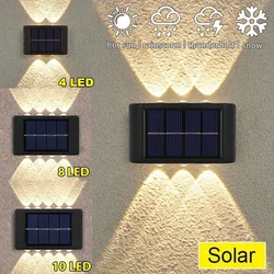 Christmas10/8/6/4LED Solar Wall Lamp Outdoor Waterproof Up and Down Luminous Lighting for Garden Fence Decoration Sunlight Light