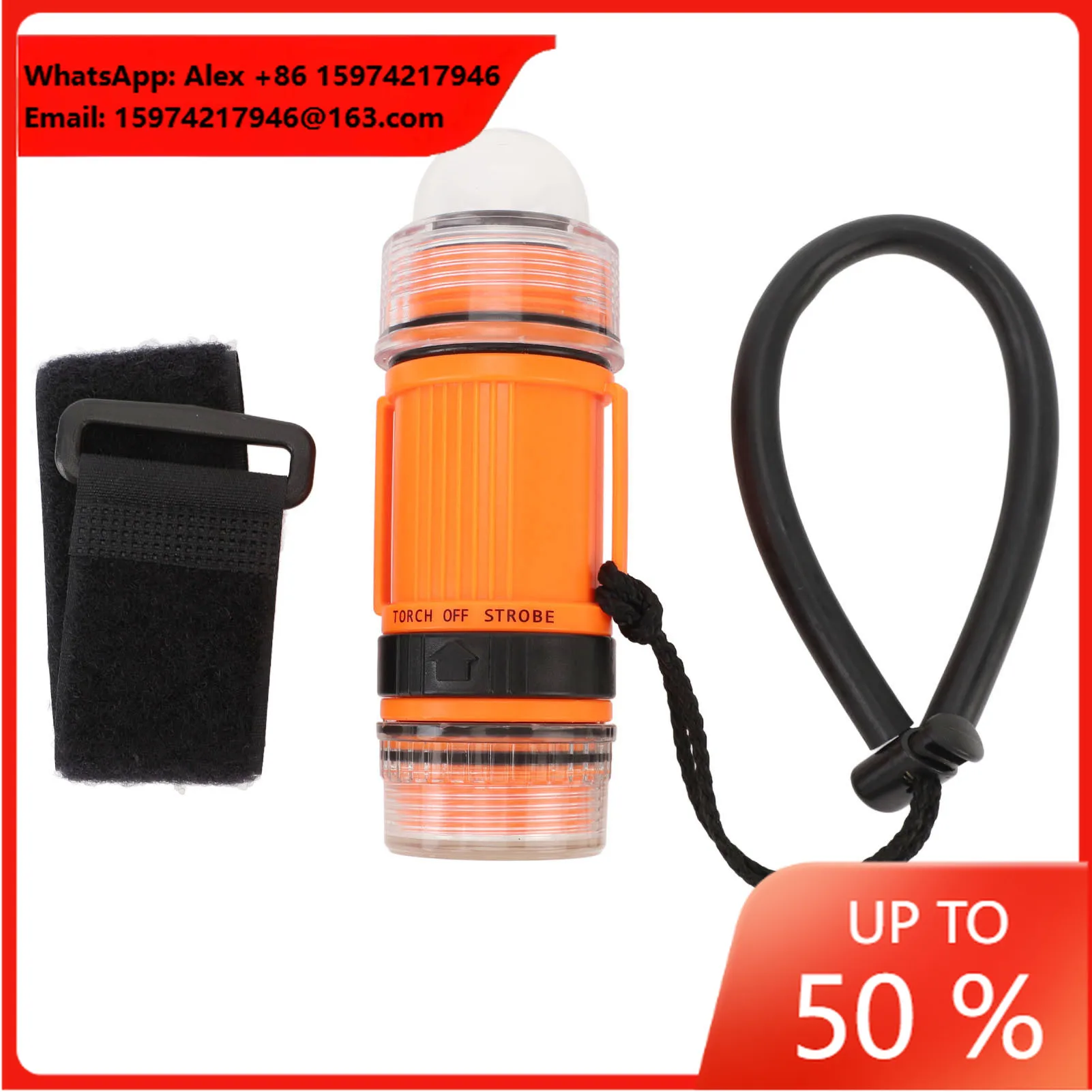 Dive Strobe Light Waterproof High Brightness LED Battery Powered Diving Signal Flashlight For Underwater Adventure Black