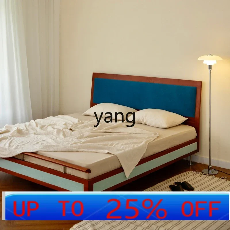 

LTT retro solid wood cherry wood without bedside master bedroom soft medieval double bed