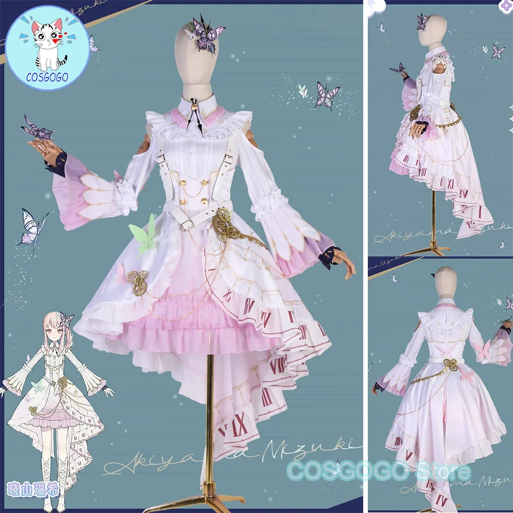 PJSK 3rd Anniversary Akiyama Mizuki Cosplay Costume Halloween Game Women Suit Project Sekai Lovely Long Gorgeous Dress White