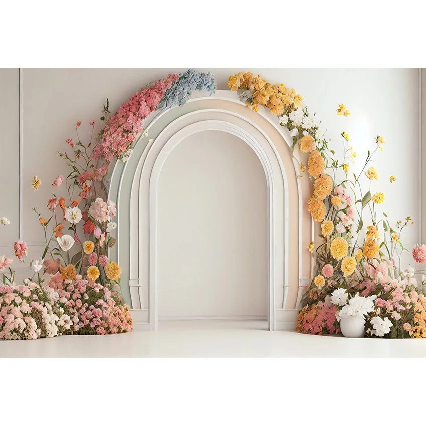 Фон для фотосъемки Mehofond в европейском стиле изогнутые цветы ворота Девушка торт разбивает декорацию фон для фотостудии