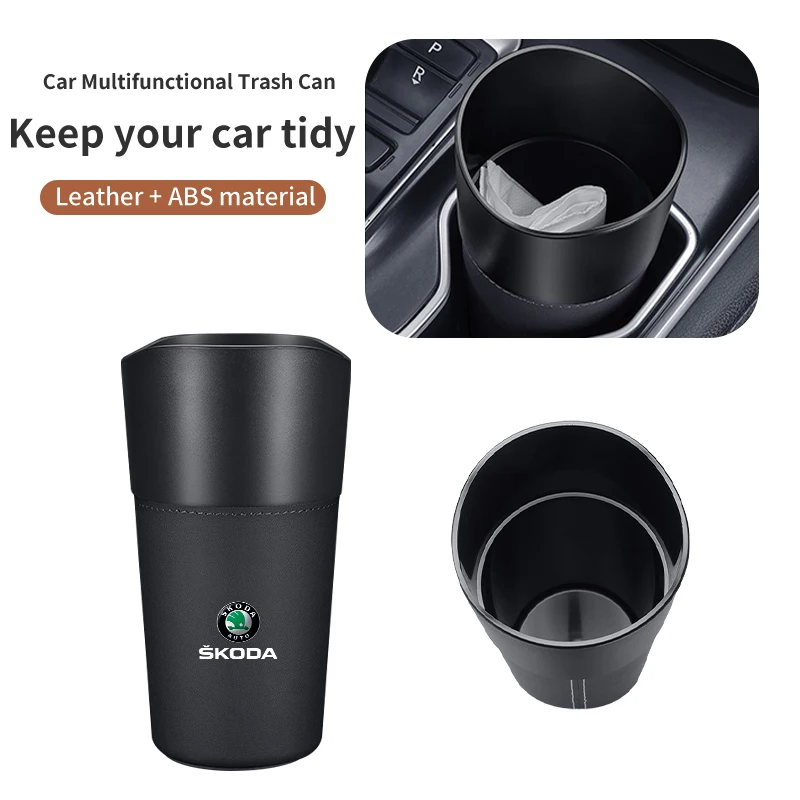 Car Trash Can Center Console Waterproof Garbage Storage Bucket For Skoda Octavia Rapid Kodiaq Superb Derivative Karoq Fabia Kami