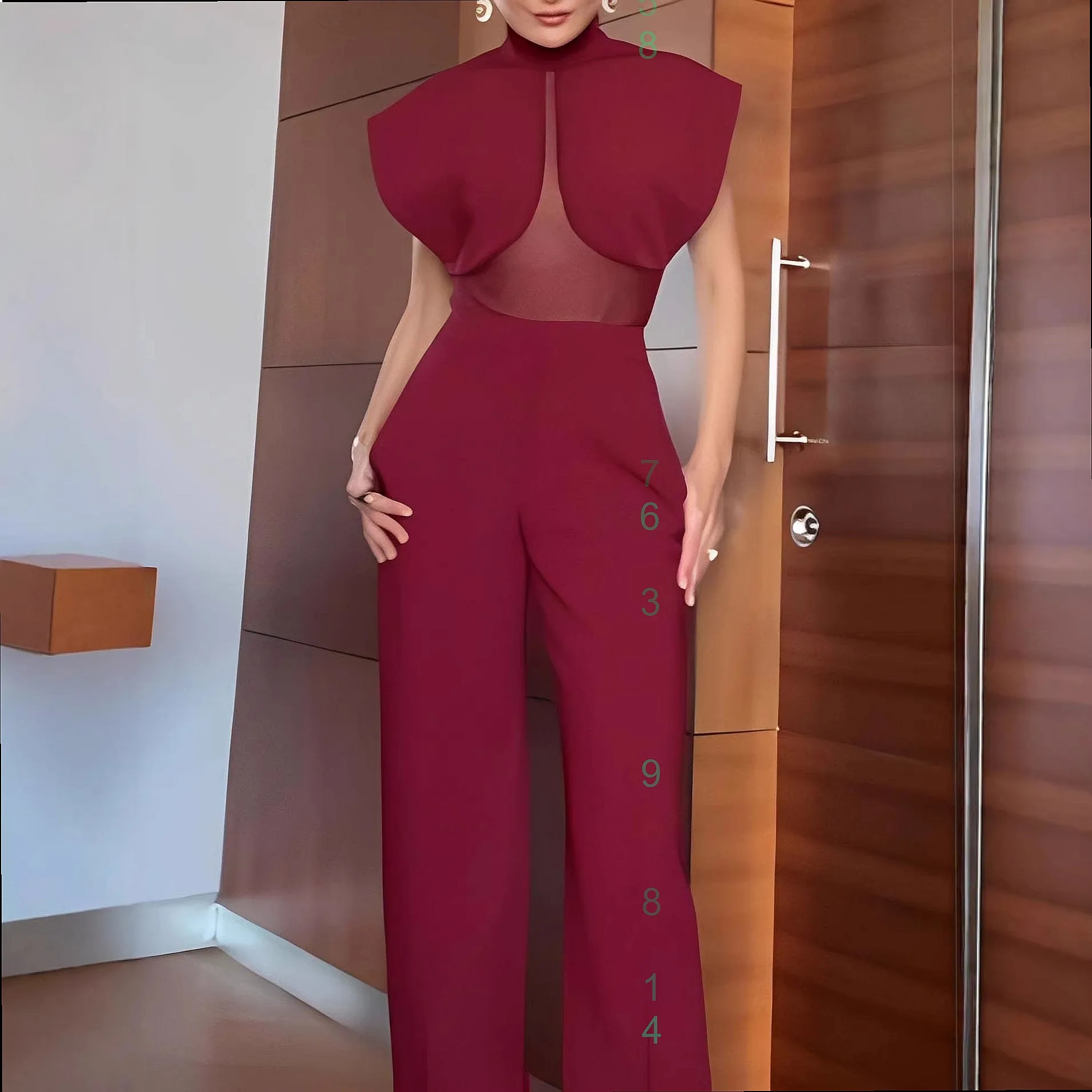 

Sexy High Neck Mesh Top Matching Set Women Blouse Tee Jumpsuit Pants Playsuit Spring Summer
