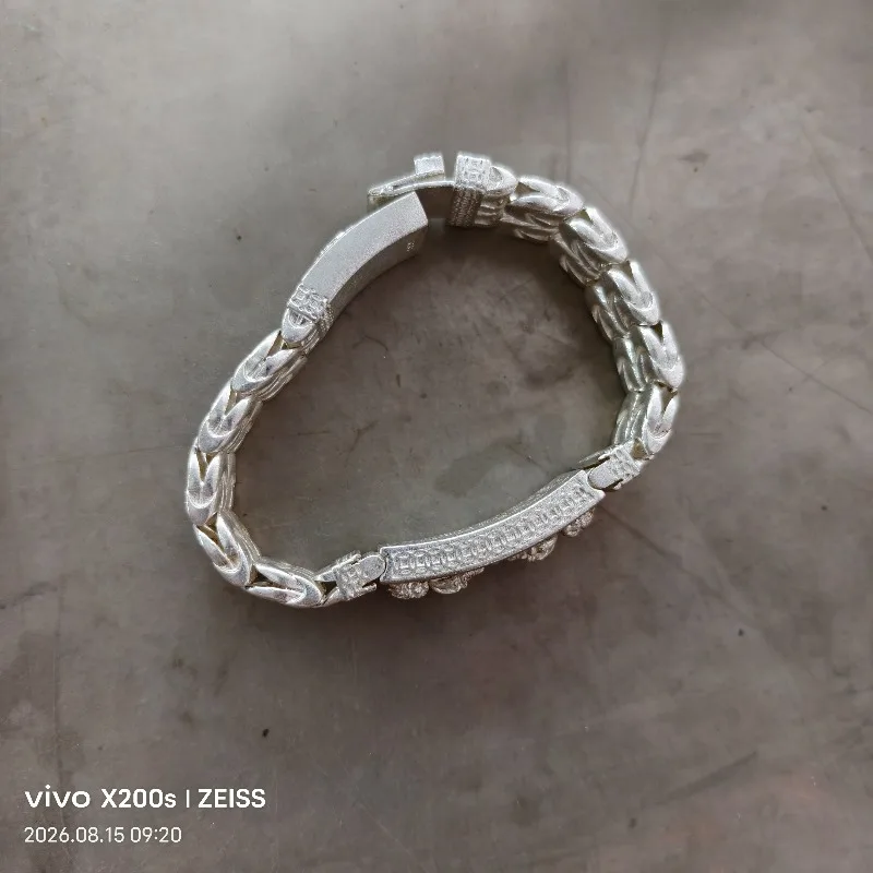 Men Retro Tibetan Miao Silver Plated Rotatable Vajra Bracelet Traditional Ethnic Handcrafted Wrist Accessory