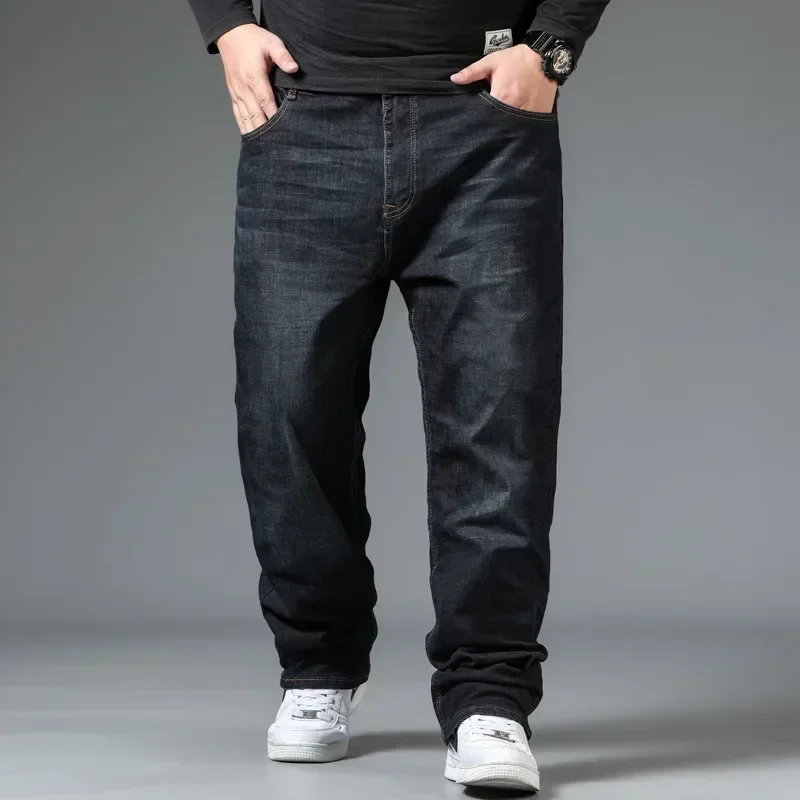 Herren Große Größe Schwarze Jeans 10XL Oversize Hohe Taille Lose Hosen Mann Plus Größe Lose Denim Hosen Blau Männliche Denim Hosen