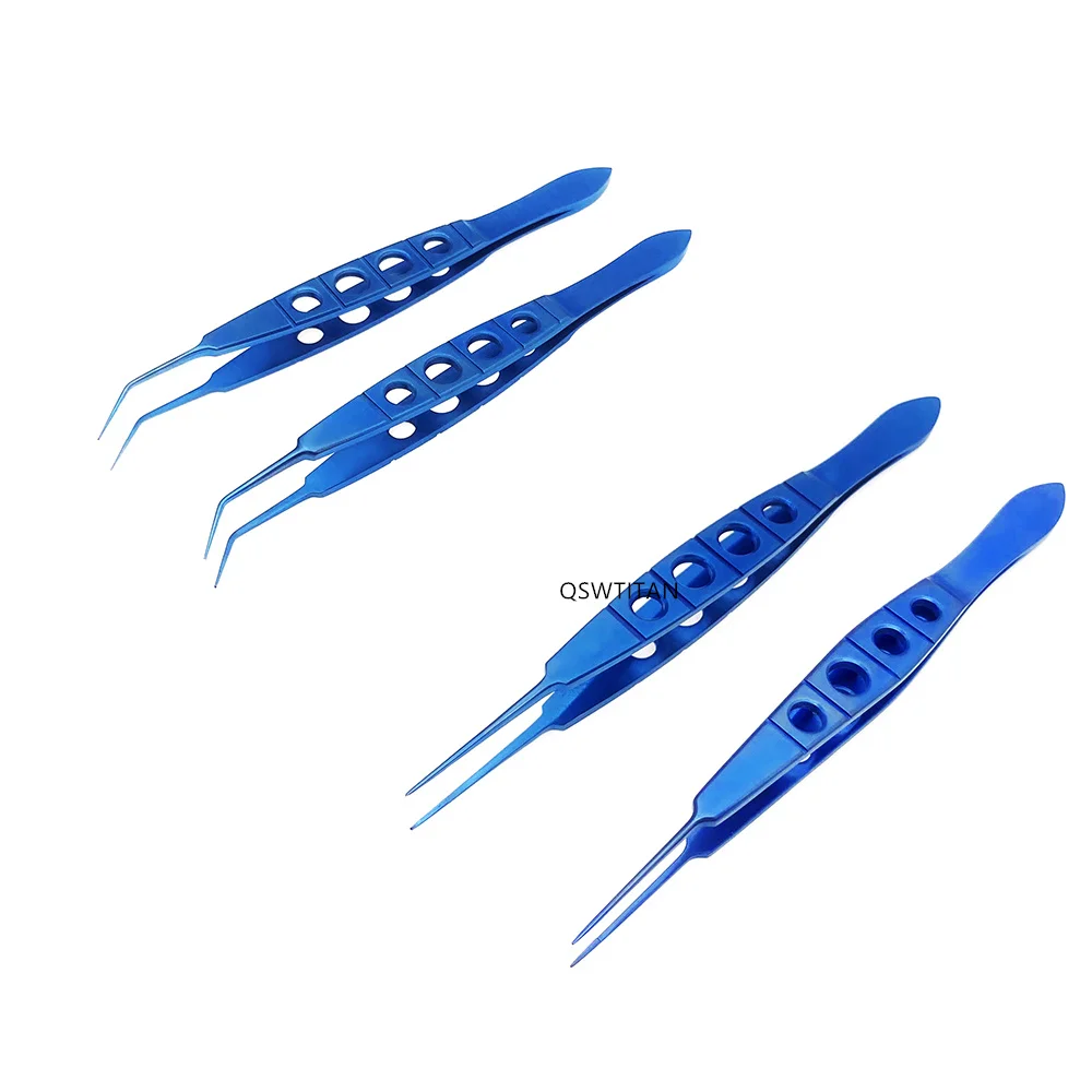 110mm Teethed Forceps Straight /Angled Tying Forceps Ophthalmic Tweezers Titanium Eye  Surgical instrument