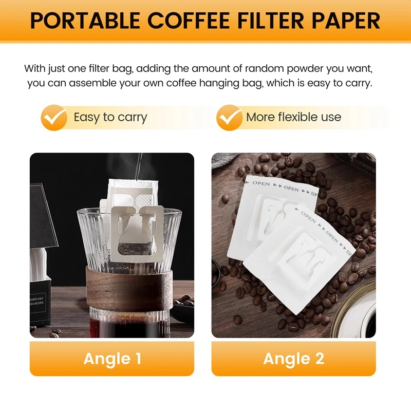 450 Pcs Drip Coffee Filter Bag Portable Hanging Ear Style Coffee Filters Paper Home Office Travel Brew Coffee Tea Tools