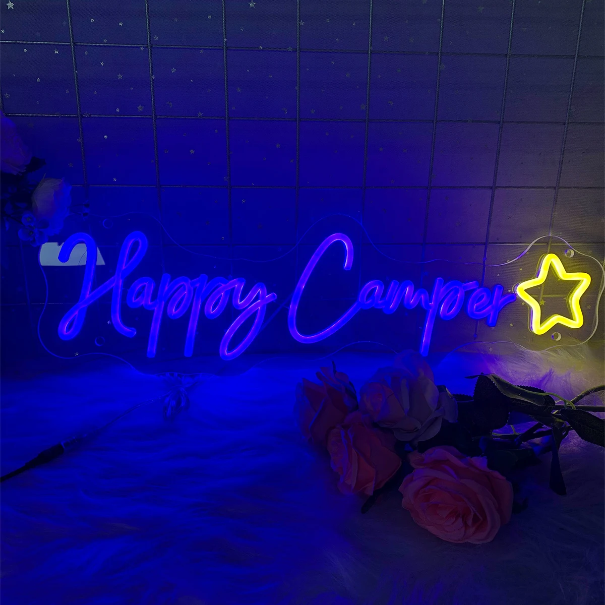 Hapopoy camper star neon for camping ambiance room decor children's birthday gift party set the mood to make your party happier