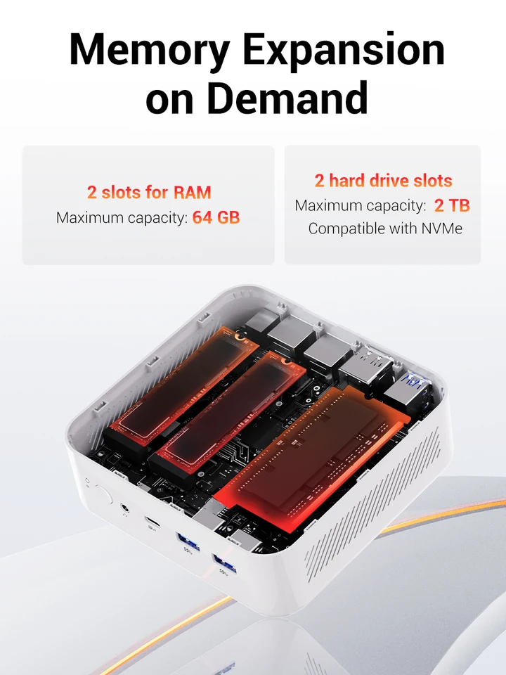 FIREBAT AM02 Mini PC AMD Ryzen 7 H255 DDR5 16GB RAM M.2 PCIe 512GB
