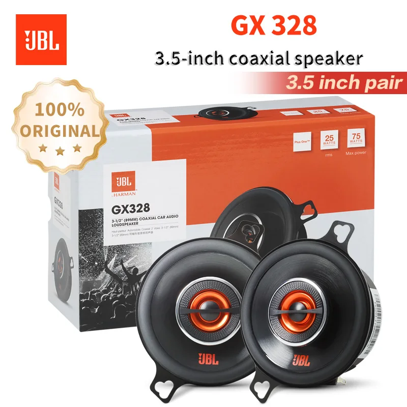 JBL alto-falante de áudio para carro, tweeter coaxial de 3,5 polegadas, baixo médio, alto-falante para carro de alcance completo, par de 3,5 polegadas GX328