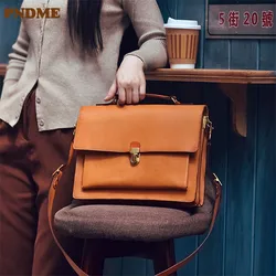 PNDME fashion vintage genuine leather lock handbag designer organizer luxury natural real cowhide outdoor travel messenger bag