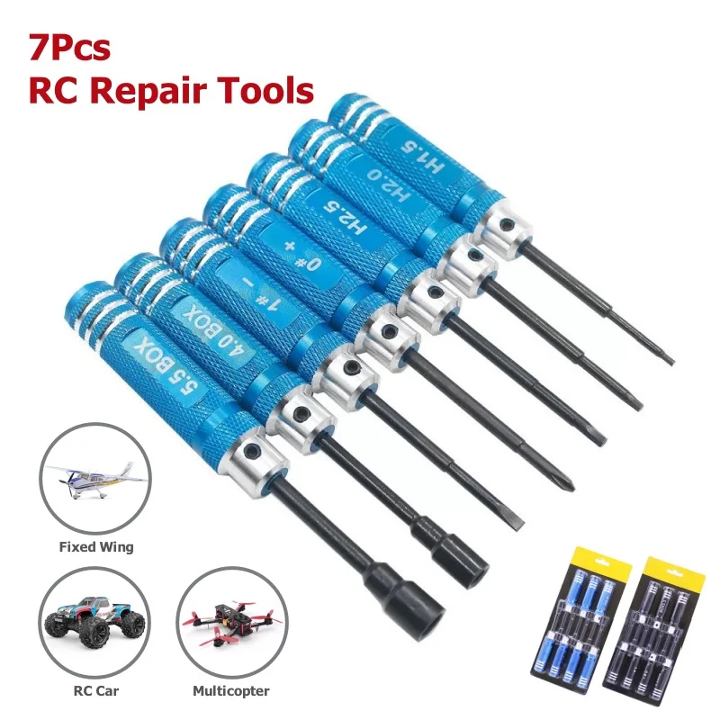 

7Pcs 1.5 2.0 2.5mm Hex Screwdriver Tools Nut Wrench Kit For RC FPV Drone Helicopter Cars Boat Screwdriver Repair Tools