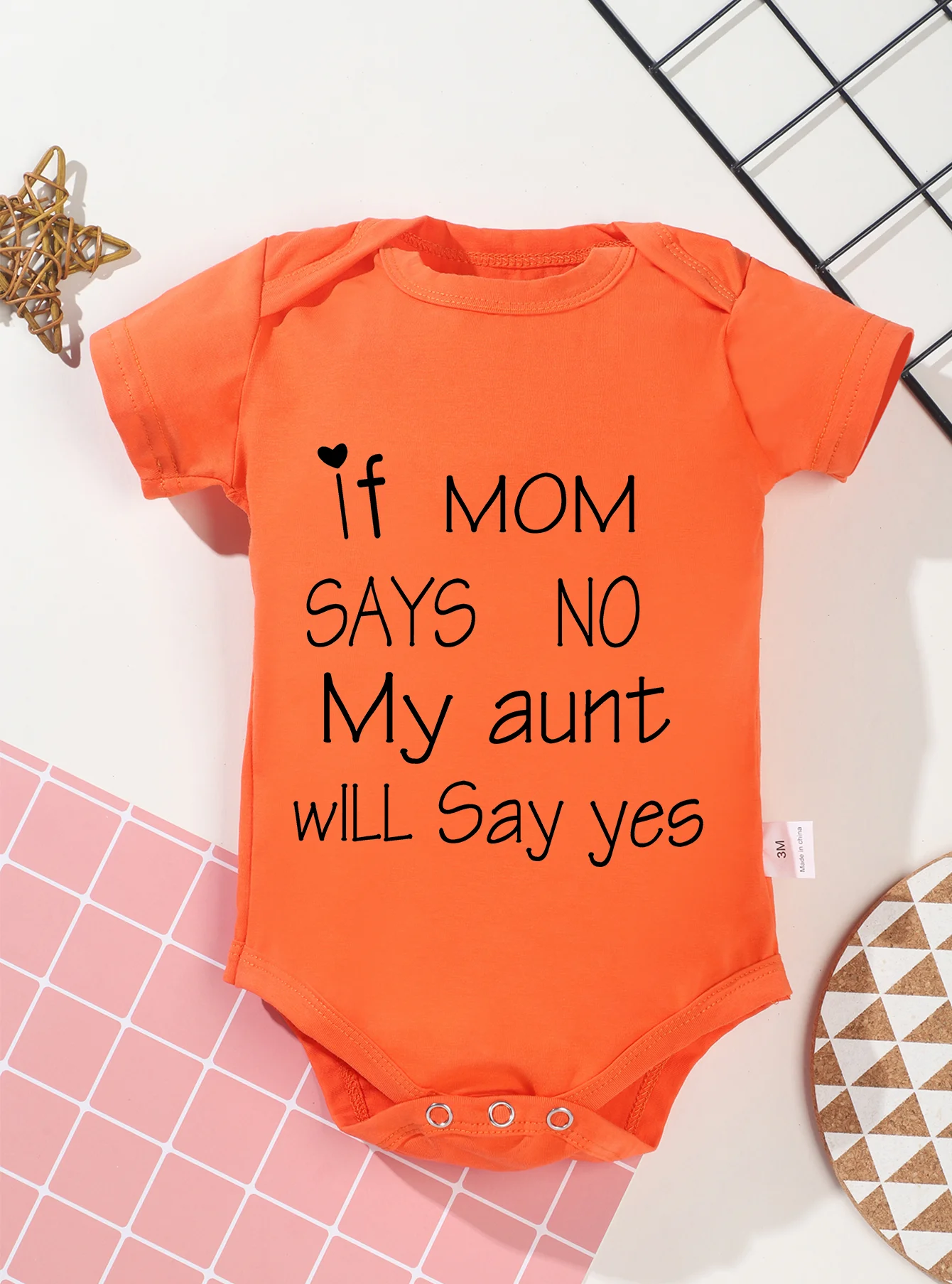 Short Sleeve Baby Girl Boy Jumpsuit Toddler Romper If Mom Says No My Aunt Will Say Yes Print Bodysuit Clothes Newborn Infant