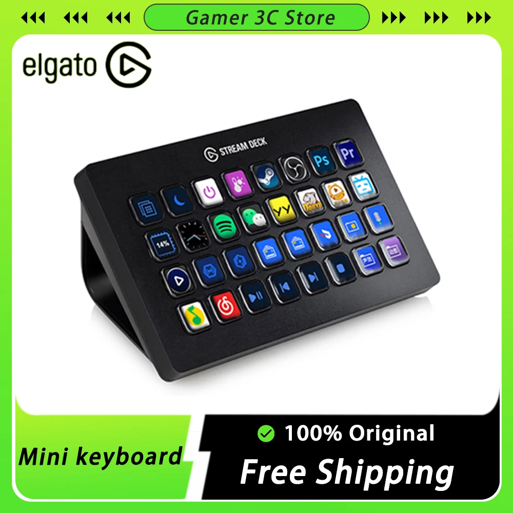 

Elgato Stream Deck XL Multifunctional Console Panel Desktop Assistant Mini Keyboard Designer 32 Keys Live-streaming PS Pc Gamer