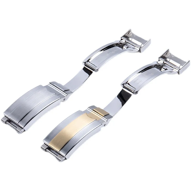 Original 904L Stainless Steel Folding Buckle for Rolex Watch Buckles Brushed Frosted Silver New Version Submariner 9x9 9x16mm