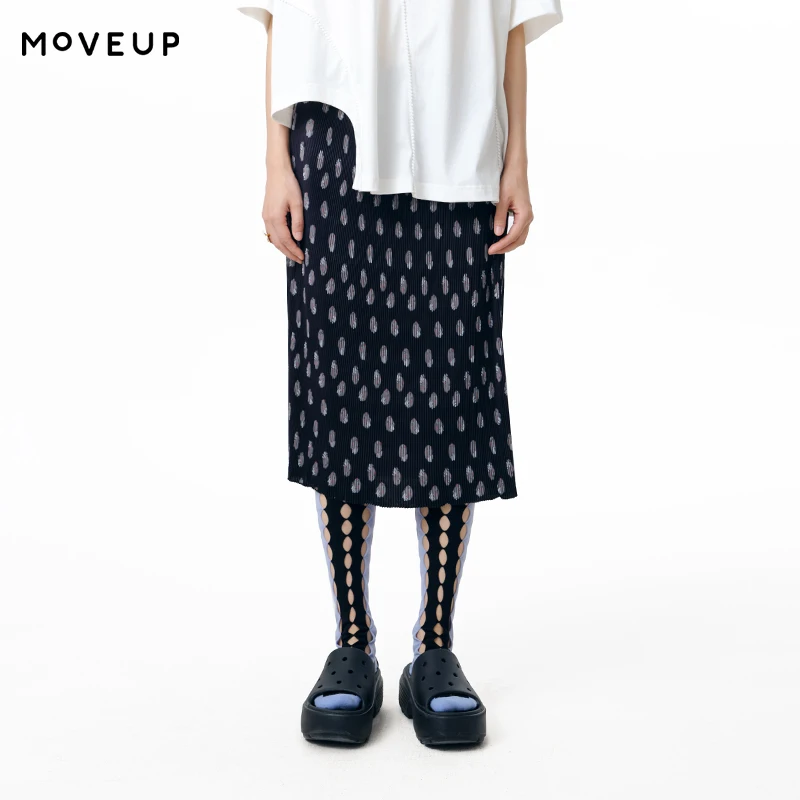 

MOVEUP Casual A-Line Loose Pleated Skirt Fun Cartoon Dot Printed Elastic Waist Pleated Skirt Lightweight Breathable 325220611