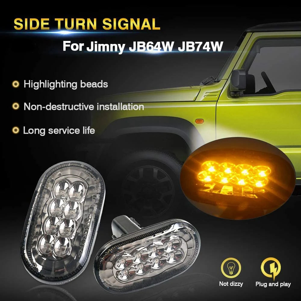 ไฟ LED ไฟสัญญาณเลี้ยวเครื่องหมายด้านข้างสำหรับรถยนต์ Suzuki Jimny JB64 JB74 JB64W Sierra JB74W JB23W 2018-2020