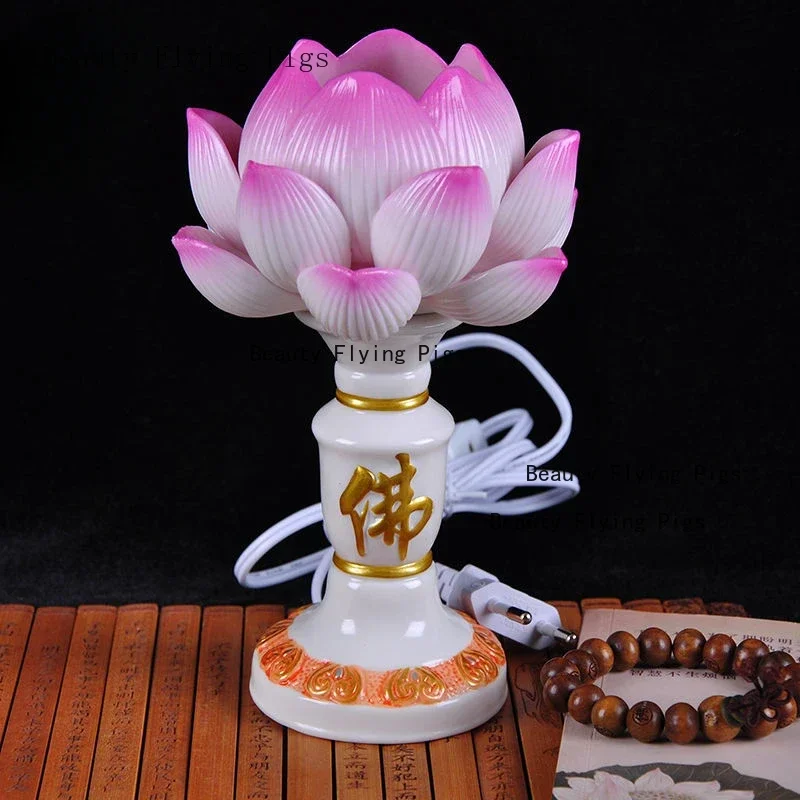 2pcs Simulated Ceramic Candle Holder Ceramic Lotus Candlestick Buddha Tools Household Sacrificial Candle Holder Home Decoration