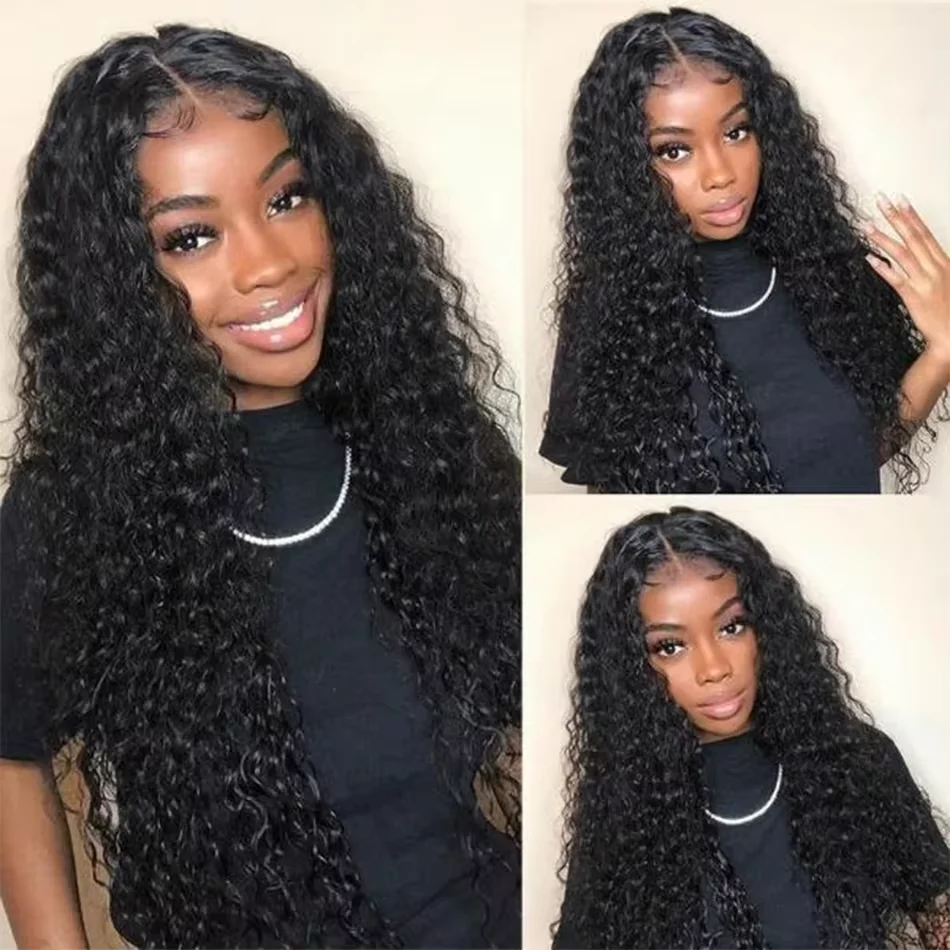 Bundles de cheveux humains brésiliens Deep Wave, 100% cheveux humains, cheveux Remy noirs naturels, bouclés, 3 faisceaux