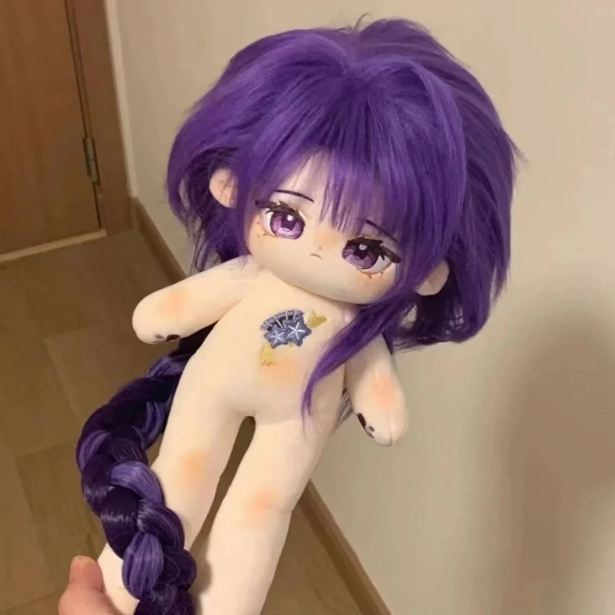 Figuras rellenas de 20cm Genshin Impact Raiden Shogun, Cosplay, marionetas de bebé desnudo, juguetes, regalo de cumpleaños, muñeca de algodón, regalo peludo Maumet