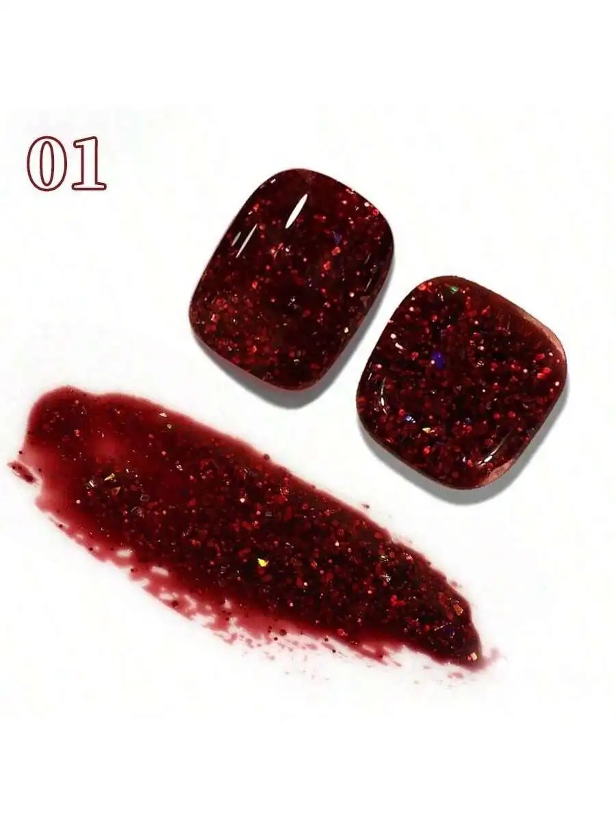 6Colors 15ML New Year Red Glitter Gel Nail Polish Semi Permanent Soak Off UV LED Gel Varnish Nail Art Manicure