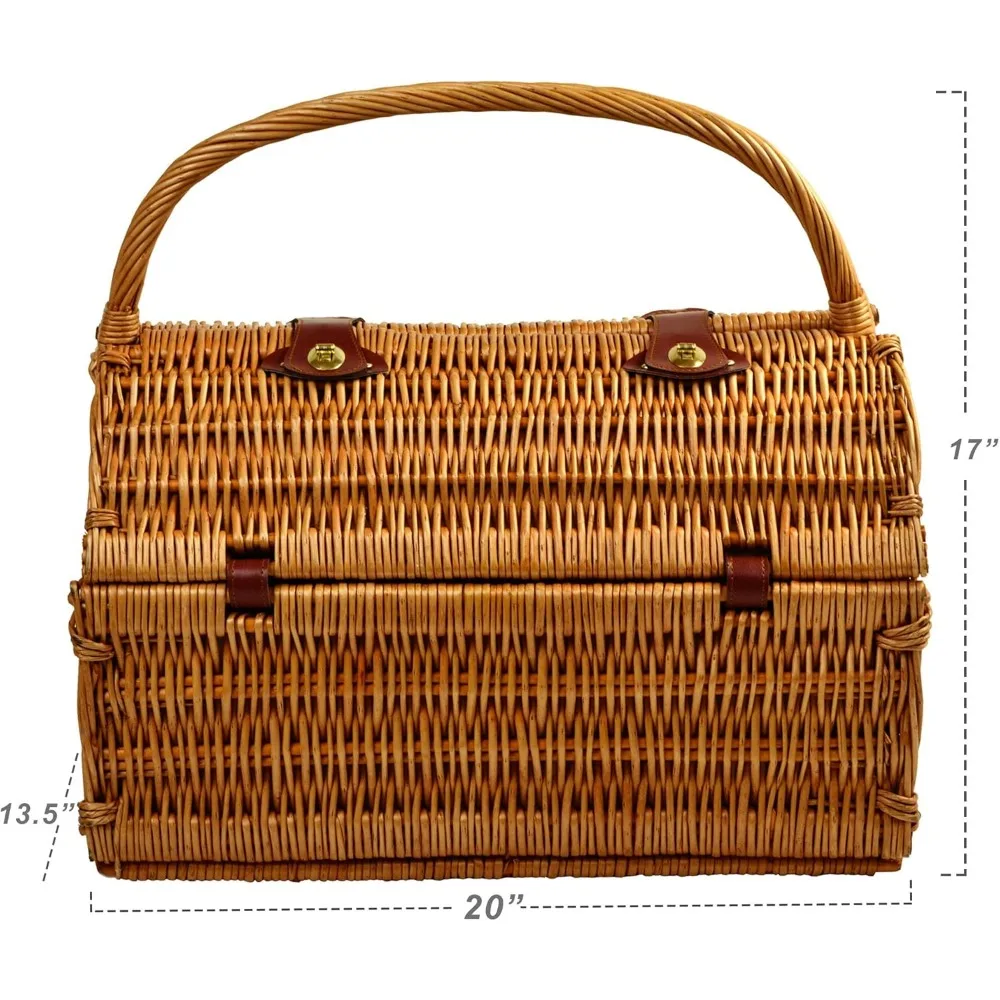 Yorkshire Willow Picnic Basket with Service for 4, with Coffee Set