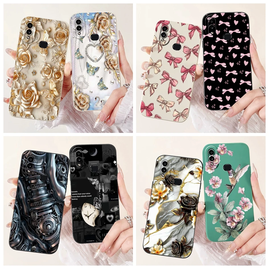 Чехол для Samsung Galaxy A10 A10S SM-A105F SM-A107F, силиконовый чехол ярких цветов, модный мягкий бампер с цветком для Samsung M01S, чехлы для телефонов