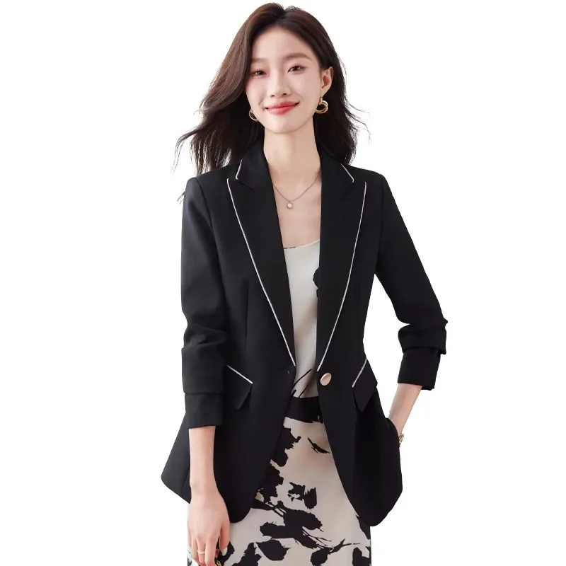 Lnsozkdg Casual All-match Korean-style Women's Jacket 2024 Spring Autumn New Simple One-button Blazer Elegant Business Suit Top