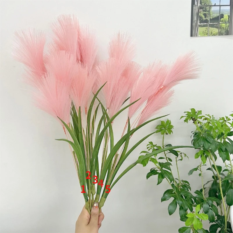 5PCS Set With 25 Flowers Simulated Pink Reed Flower Home Vase Product Photography Decoration Props