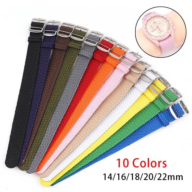 Woven Nylon Watch Strap 14mm 16mm 18mm 20mm 22mm Canvas Watchband Universal Replacement Wristband Bracelet Watch Band Strap