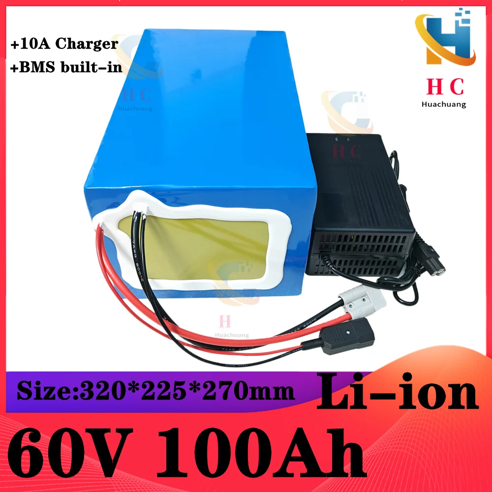 

60V 100AH Lithium li ion battery With BMS for 6KW 9KW scooter AGV demo Go Cart Skateboard bike +10A charger