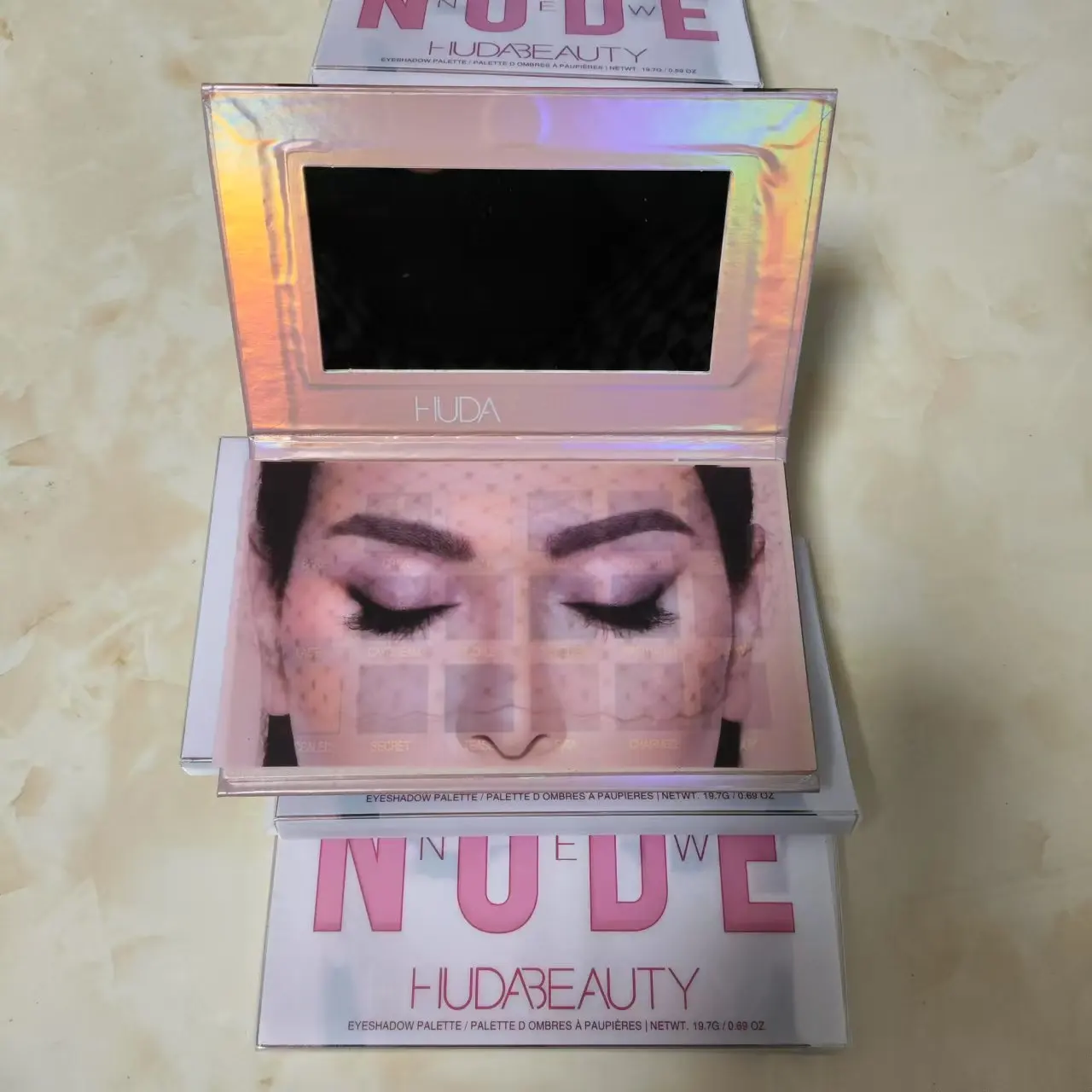 アイメイク用アイシャドウパレット,魅力的なきらめき,マットグリッターパウダー,huda nud,新しいヌード,10個