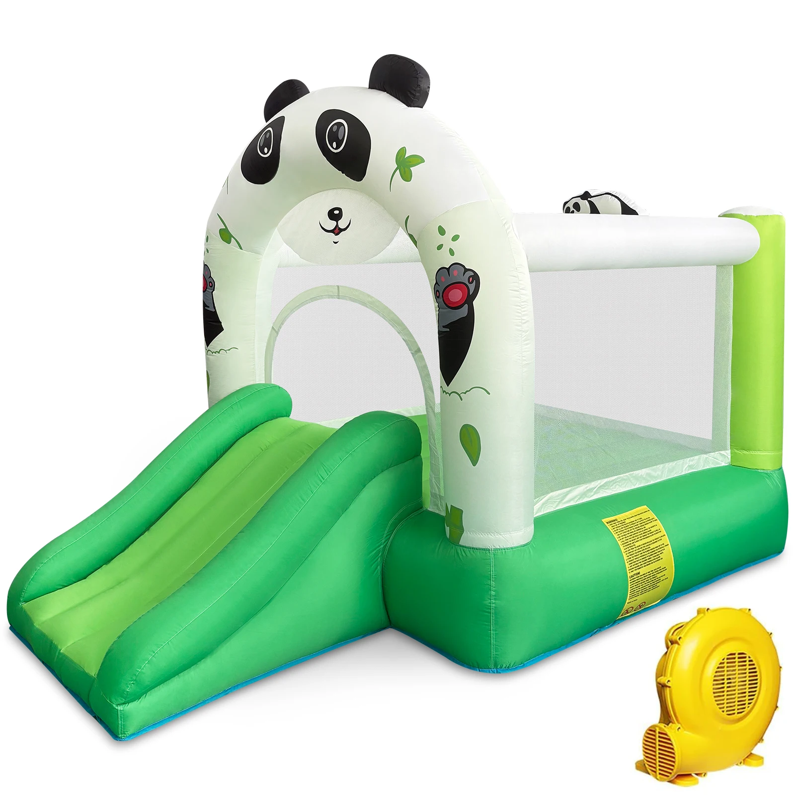 YARD Panda Bounce House Aufblasbare Mini-Türsteherrutsche Hüpfburg im Freien und drinnen mit Gebläse