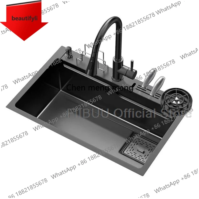 

Многофункциональная кухонная мойка 01A из нержавеющей стали, большая одинарная чаша, утолщенная, ручной работы, для овощей, с краном и сливным механизмом