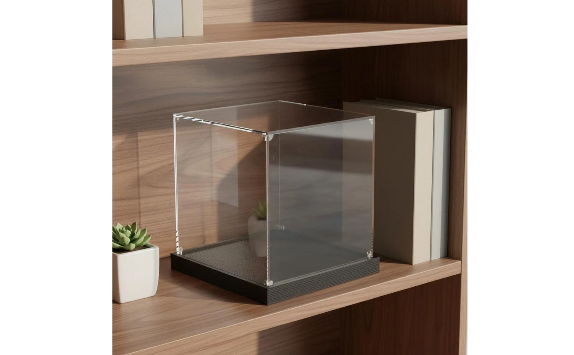 Acrylic Display Box Sturdy Construction Clear Collectible Container Figurine Display Stand Glue-No-Cost Assembly Household