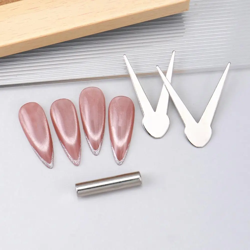 新型V字型フレンチキャッツアイネイルマグネットツールDIYネイルアートマグネット補助ツールフレンチエフェクトジェルポリッシュマグネットロッドツール