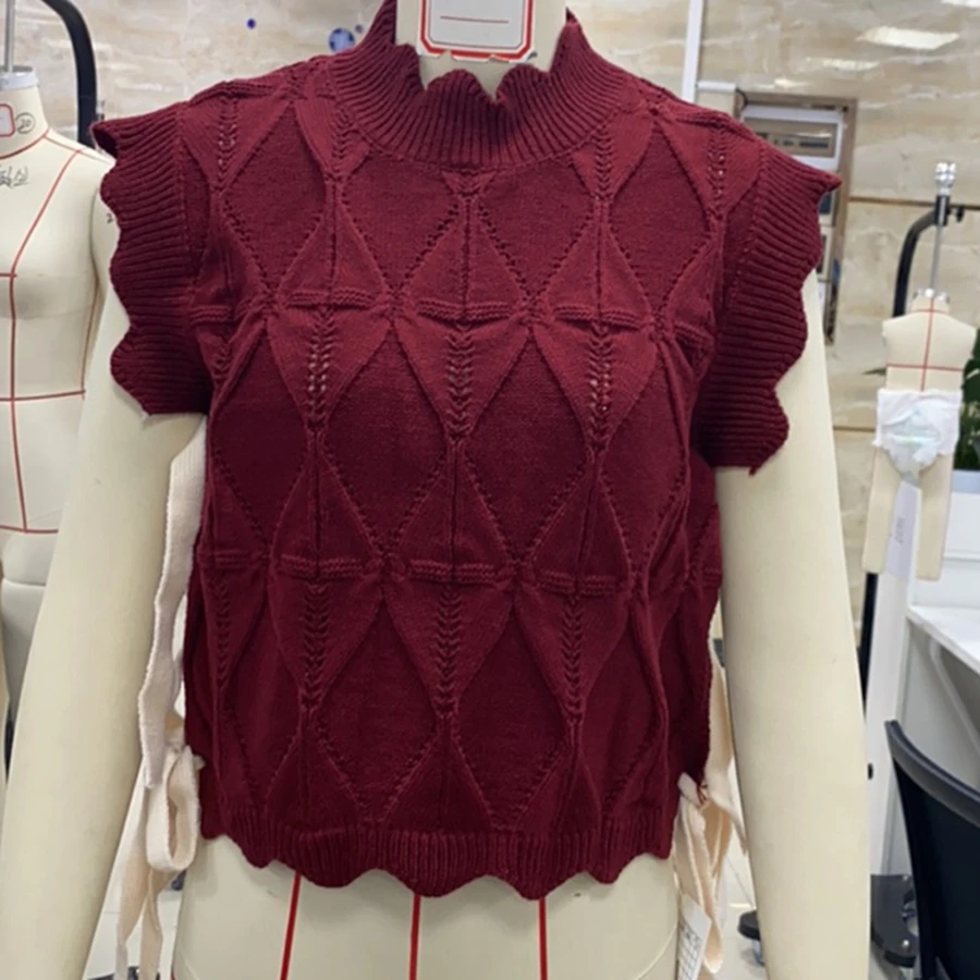 

Women's Soild Color Knit Sweater Vest Loose Fit Cozy Stylish Bow Tie Side Crew Neck Sleeveless Knitted Tank Tops