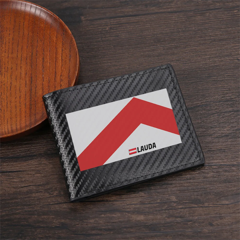 Red geometric shape with logo Men's Wallets Simple Business Modern Stylish Printing Design Gifts For Father Boyfriend Christmas