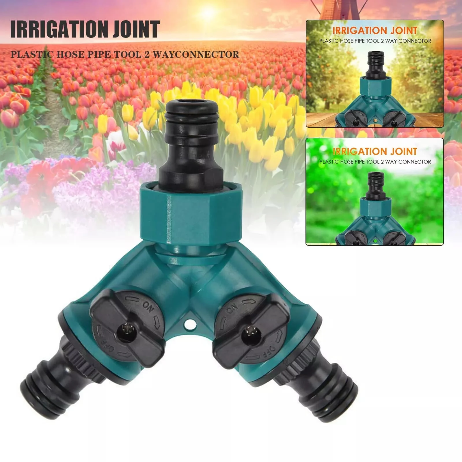 

2-Way Hose Pipe Valve Water Splitter Y-Shaped Garden Tap Connector Adaptor 3/4" Pipe Garden Water Quick Connector