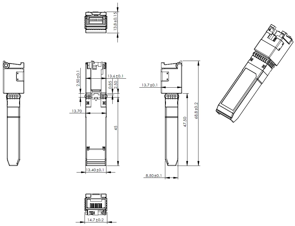 10G RJ45 Port Copper 30m لوحدة إرسال واستقبال منفذ إيثرنت المتوافقة مع محول إيثرنت Cisco Huawei Mellanox Mikrotik
