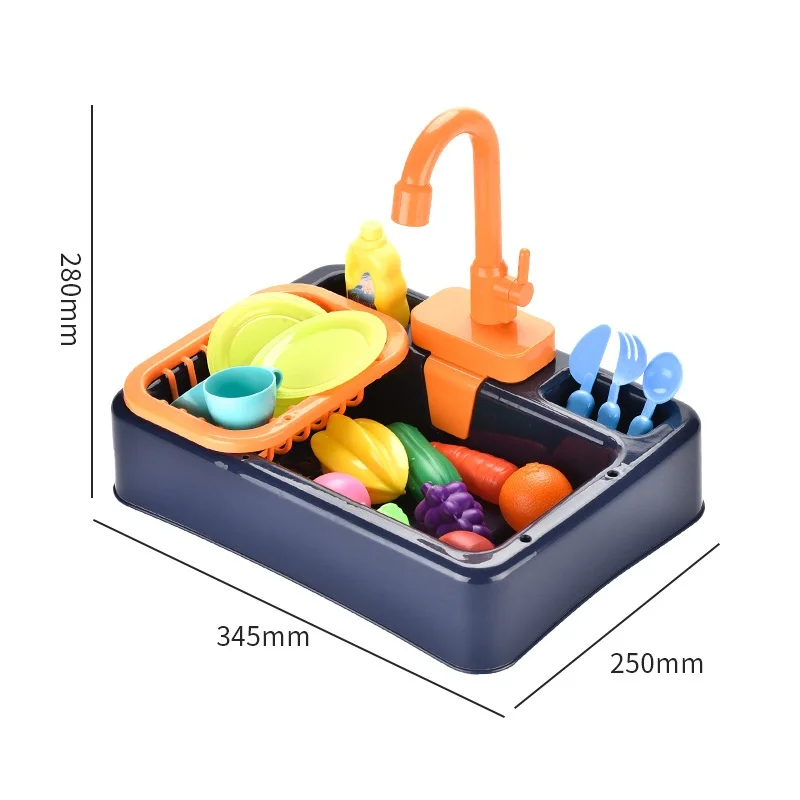 2024 New Kids Simulation Electric Dishwasher Sink Tap Water Toy Simulation Pretend Play Housekeeping Kit Cosplay Boys Girls Toys