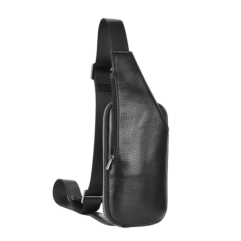 Kleine Leder-Sling-Crossbody-Brusttasche, leichter Tagesrucksack, schlanke, diebstahlsichere Umhängetasche, über der Schulter, Rucksack für Mann und Frau – Detail 5