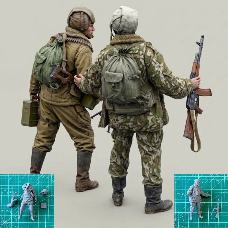1/16 Scale Die-Cast Resin Figure Model Kit Russian Internal Troops Preparing for Action (No Truck) Unassembled Unpainted