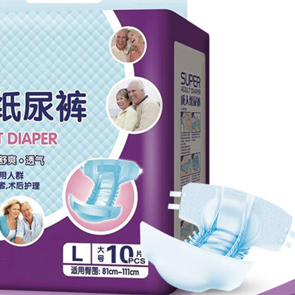 10Pcs Adult Diaper Protective Incontinence Diapers Nonskid Backing Easy Adjust Secure Size L Adult Diaper Disposable Pants