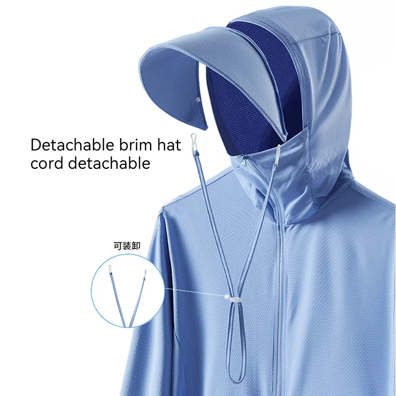 Sommer-Sonnenschutzkleidung, ultradünne, atmungsaktive Sonnenschutzkleidung für Damen, UV-beständig, große Größe, mit Kapuze, aus Eisseide