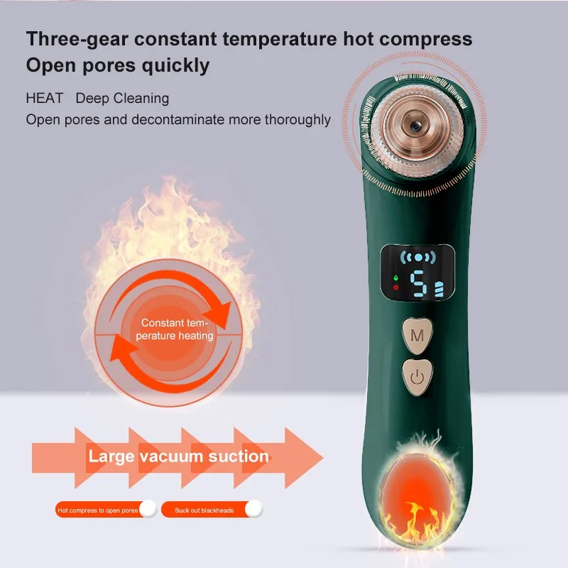 視覚的なにきび除去真空毛穴クリーナーにきび除去電気加熱鼻顔ディープクレンジング-wifi-顕微鏡カメラ