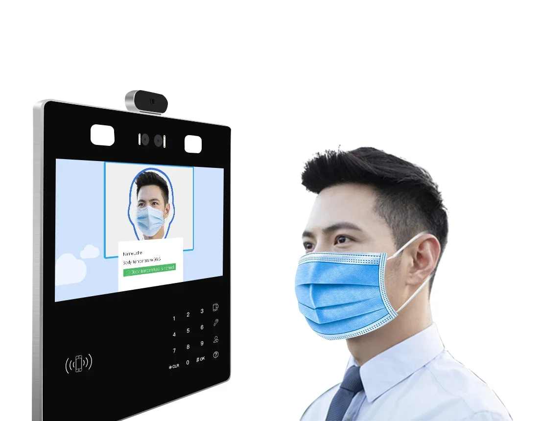 

13 Inch Facial Recognition Access Control With Dual Camera Real Time Temperature Measurement