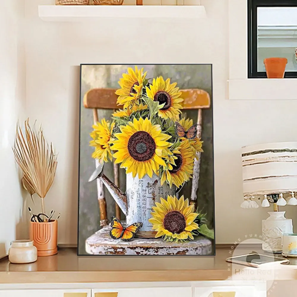 

New Arrivals 2026 Diamond Painting Sunflower Vase Chair Diamond Embroidery Flower Full Handmade Gift